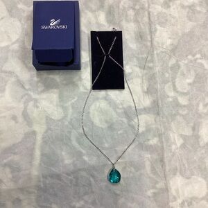 Swarovski Silver Necklace with Teal Pendant